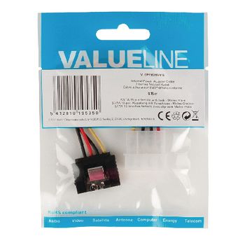 VLCP73535V015 Interne stroomkabel molex male - sata 15-pins female 0.15 m Product foto